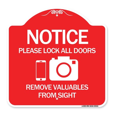 Signmission Lock All Doors Remove Valuable from Sight With Cell Phone and Camera G, A-DES-RW-1818-23531 A-DES-RW-1818-23531